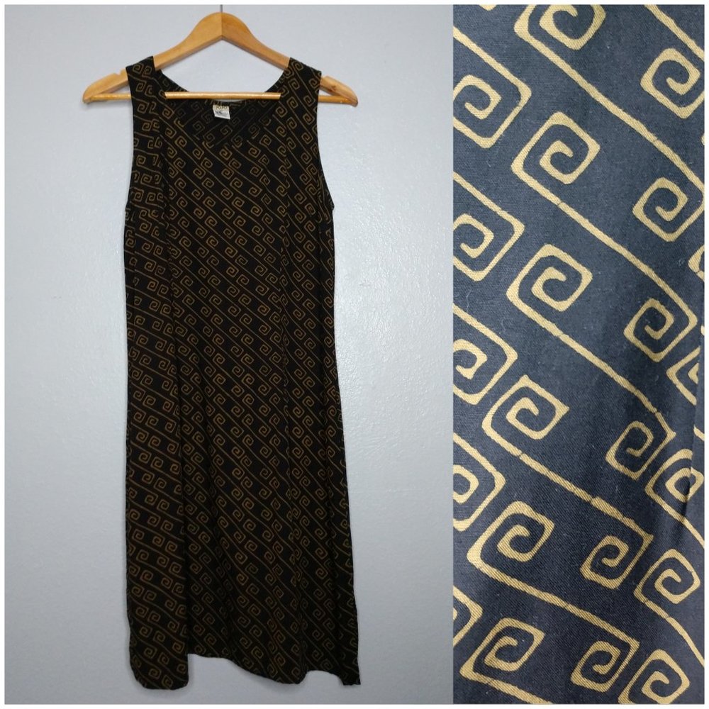 Kiki Womens Medium Black Geometric Sleeveless Tank Mini Dress